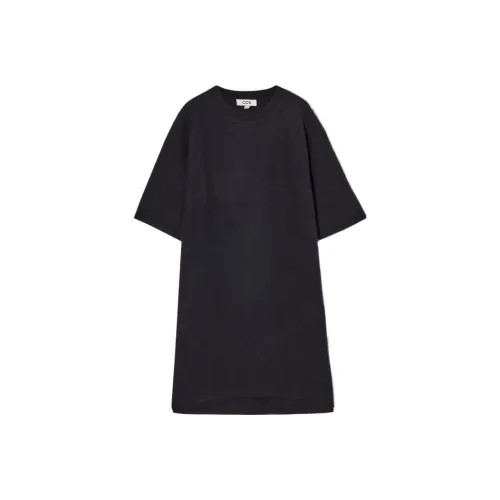 COS Короткий рукав платье женское темно-синее