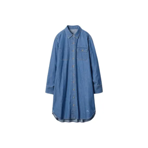 UNIQLO Blue Женские Длинные Рукава Платья