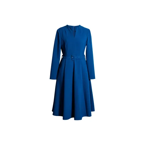 ROEYSHOUSE Длинное платье с длинными рукавами женское синее