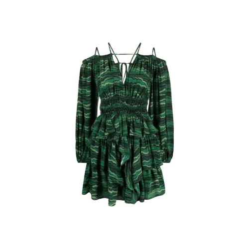 Ulla Johnson Длинное платье с длинными рукавами женское зеленое