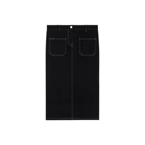 COURREGES FW24 2 Карман TOPSTITCHED Деним Midi Юбка Деним Длинная Юбка Женская Темно-зеленый Темно-зеленый