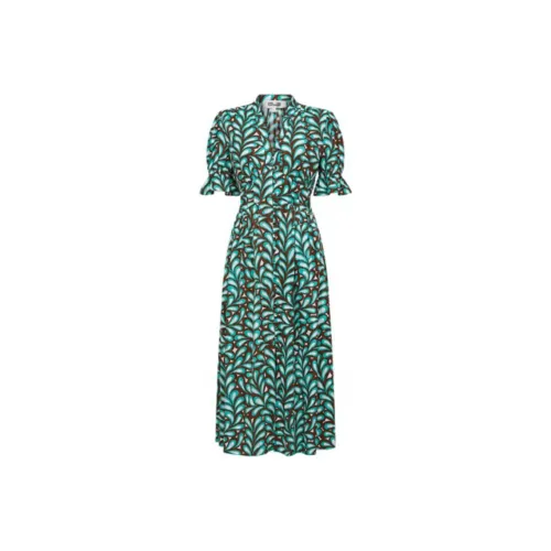 Diane von Furstenberg Зеленые Женские Короткие Платья с Короткими Рукавами