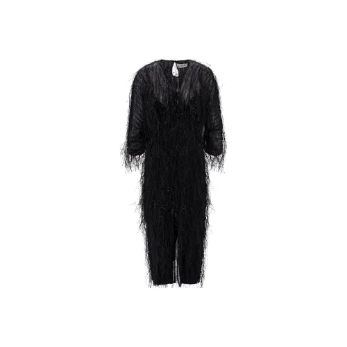 Lanvin Черное Женское Длинное Платье с Рукавами