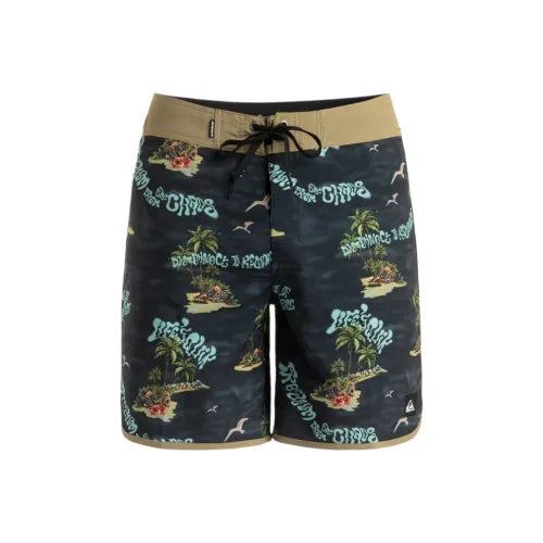 Quiksilver Черный Зеленый Мужские Плавательные Шорты