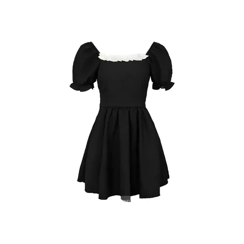 JOSR Короткий рукав Платье Женское Черное