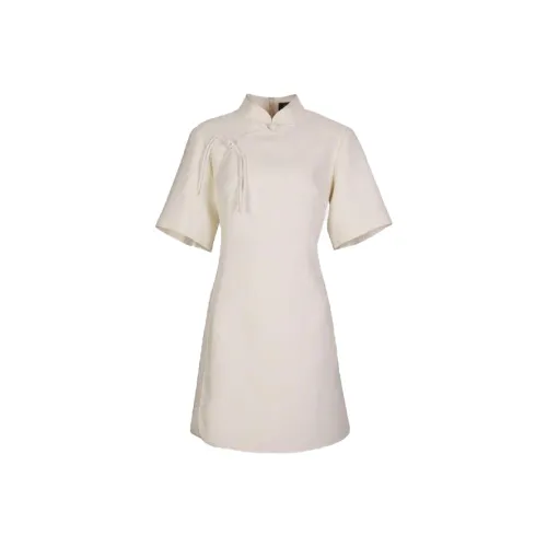 AIVEI Белое Женское Короткое Платье с Рукавами