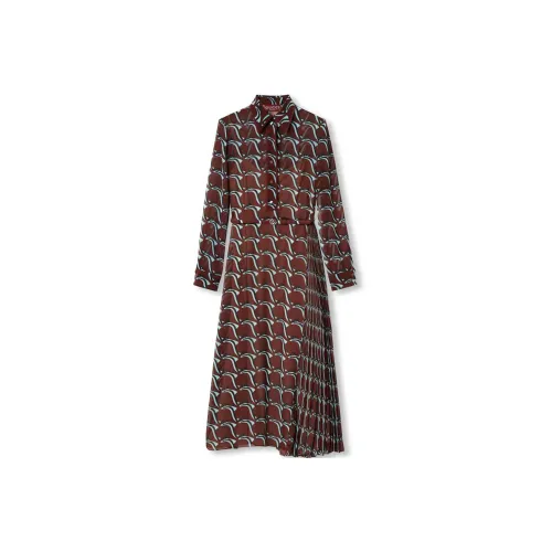 GUCCI Длинное платье с длинными рукавами женское коричневое