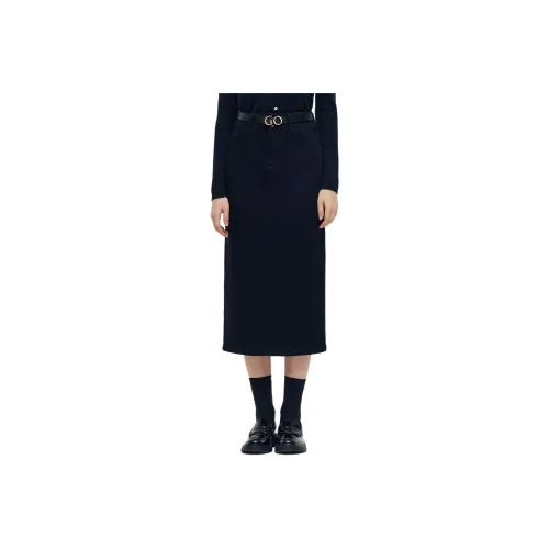 GOELIA Denim Длинная Юбка Женская Черная