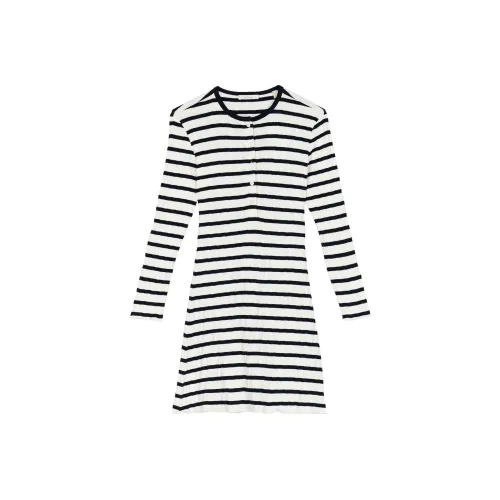 DOEN Como Платье Длинное с длинными рукавами Женское Черное Белое