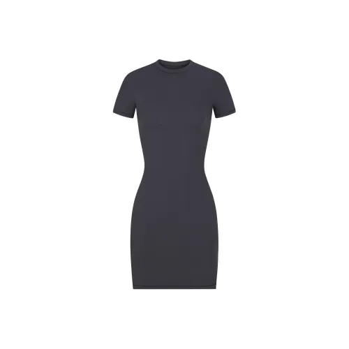 Skims Графитовый Графитовый Женские Короткие Платья с Длинными Рукавами
