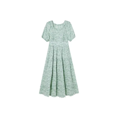 Fay Короткий рукав Платье Женское Светло-зеленый Цветочный