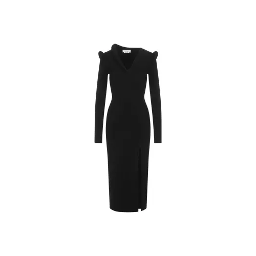 Alexander McQueen Черное Женское Длинное Платье с Длинными Рукавами