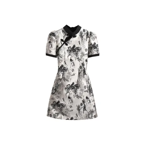 Silky Queen Короткий рукав Платье Женское Белое