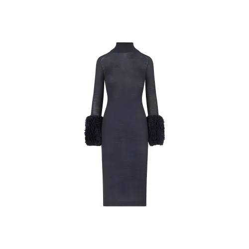 Alaia Длинное платье с длинными рукавами женское черное