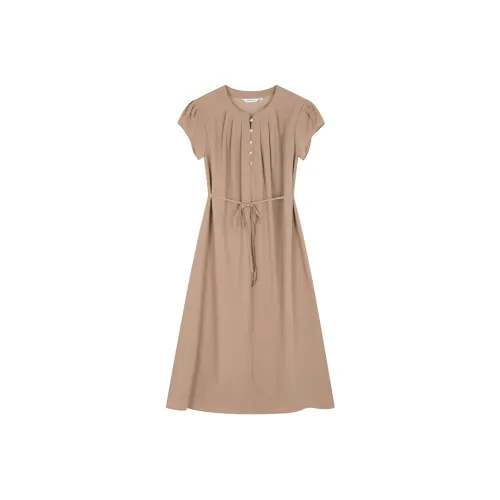 Mo Han Yi Mei Короткий рукав Платье Женское Хаки