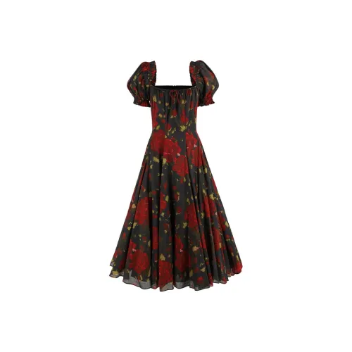 Selkie Коллекция SS25 Короткий рукав Платье Женское Красное Розовое с принтом Under Night