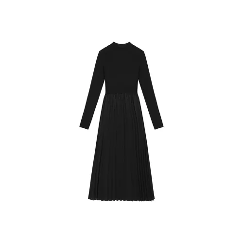 VEGA CHANG SS24 Длинное платье с длинным рукавом женское элегантное черное