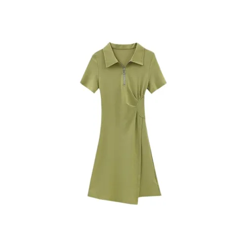 PLANE DRIFT Короткий рукав Платье Женское Зеленое