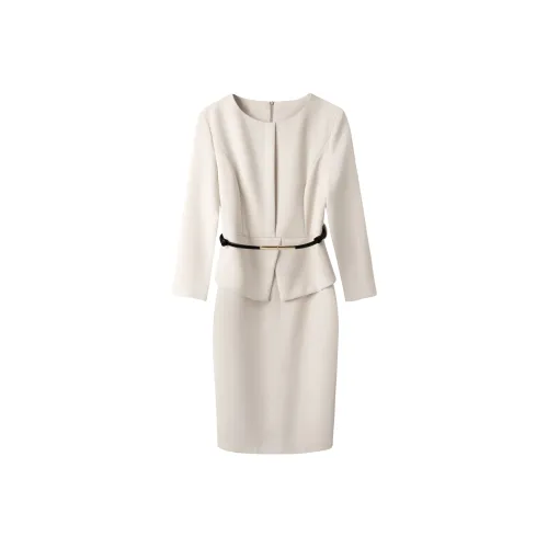 DonnaZilan Длинное платье с длинными рукавами женское бежевый