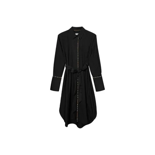 Burberry Черное Женское Длинное Платье с Рукавами