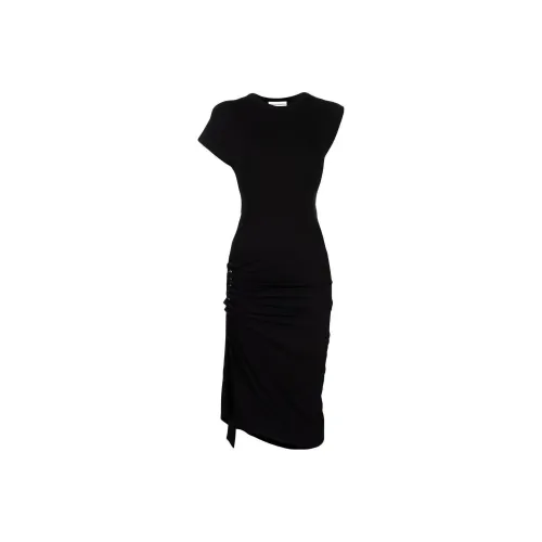 Paco Rabanne Черное Женское Короткое Платье с Рукавами