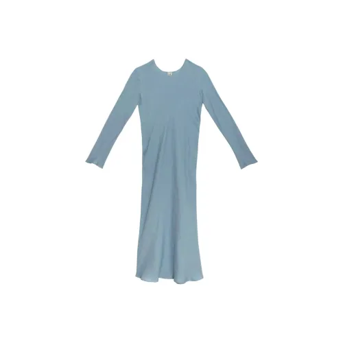 BASERANGE SS25 Длинное Платье с Длинными Рукавами Женское Синее