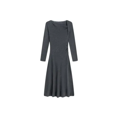 MOSIIMORII Длинное платье с длинными рукавами женское темно-серый оттенок