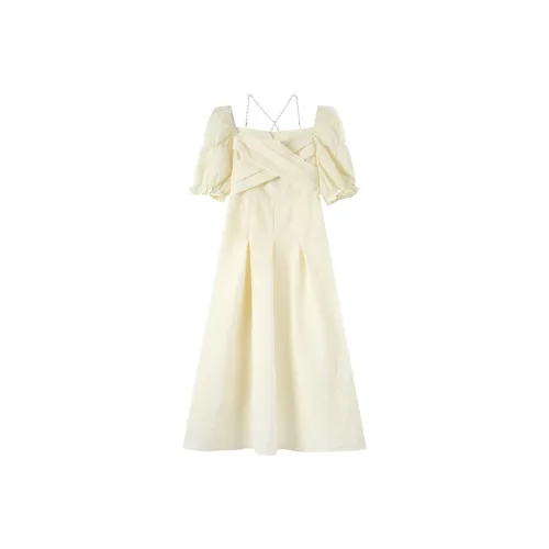 EIDOLON GRAIN Короткий рукав Платье Женское Абрикос