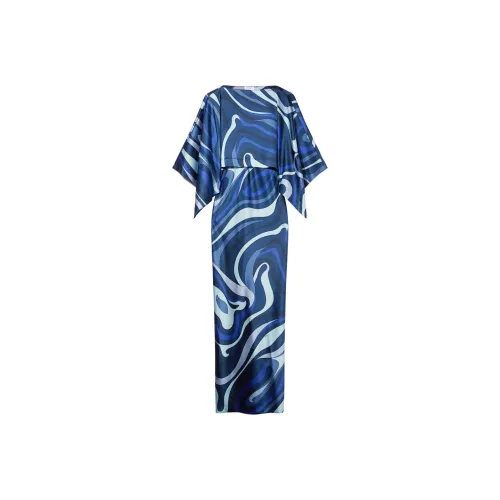 EMILIO PUCCI Длинное платье с длинными рукавами женское синее