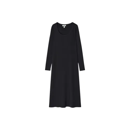 COS Длинное платье с длинными рукавами женское темно-синий