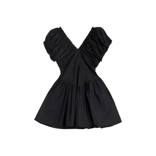 AFGGD Короткий рукав Платье Женское Черное