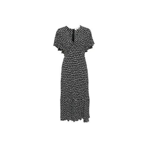 Diane von Furstenberg Черное Женское Короткое Платье с Короткими Рукавами