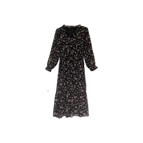 Icicofficial Многоцветные Женские Длинные Платья с Рукавами