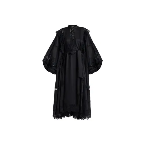 Zimmermann Черное Женское Длинное Платье с Рукавами