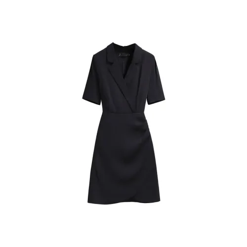 Silky Queen Короткий рукав Платье Женское Черное