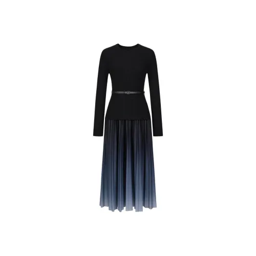 JZ. ANNAKRO Длинное платье с длинным рукавом женское простой дизайн черный цвет