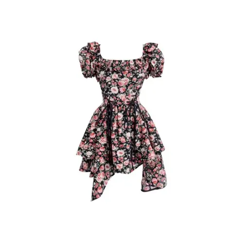 Lookinto Короткий рукав Платье Женское Многоцветное