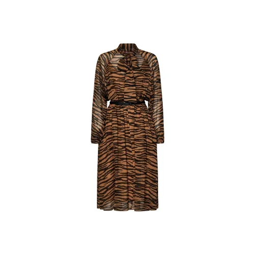 MaxMara Длинное платье с длинными рукавами женское коричневое