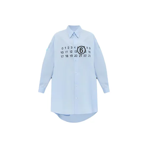 MM6 Maison Margiela совместное брендирование Длинное платье с длинными рукавами Женское Светло-синий