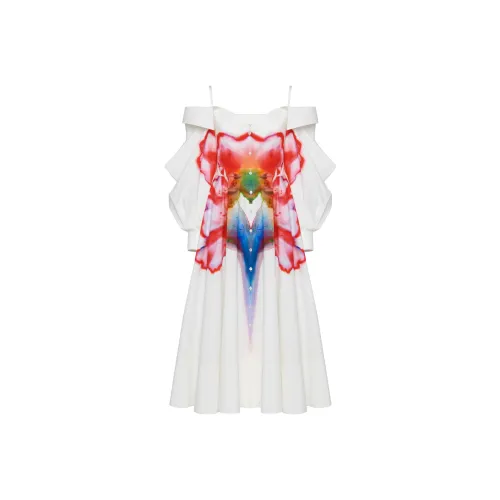 Alexander McQueen Белое Женское Длинное Платье с Рукавами