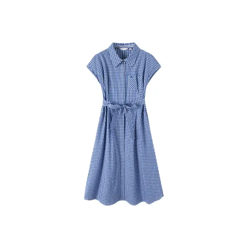 NAVIGARE Короткий рукав Платье Женское Кляйн-синий Белый