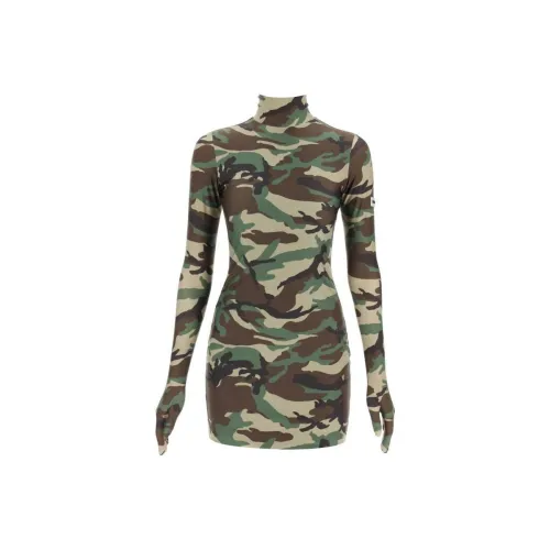 Vetements Камуфляж Женские Длинные Платья с Рукавами