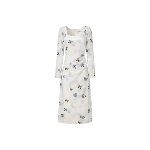 TAMMY TANGS Длинное платье с длинными рукавами цвет белый