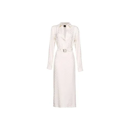 PINKO SS24 Длинное платье с длинными рукавами цвет белый