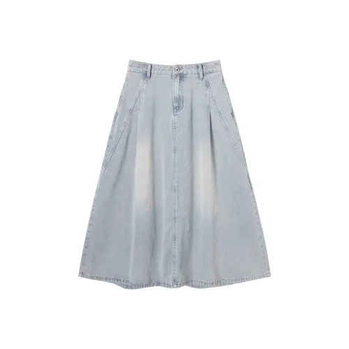 DIALOGUE Деним Длинный Юбка Женские Светлый Джинсовый