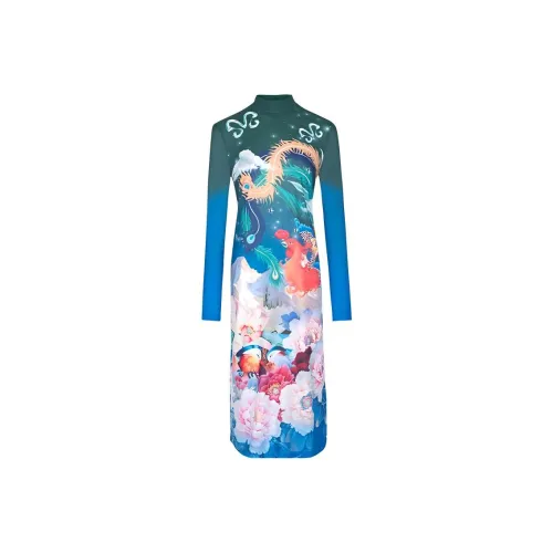 MUKZIN Blue Женские Длинные Рукава Платья