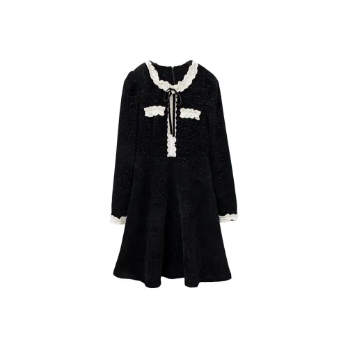 EGGKA Длинное платье с длинными рукавами женское черное