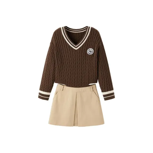 LEDIN Длинное платье с длинным рукавом женское коричневое