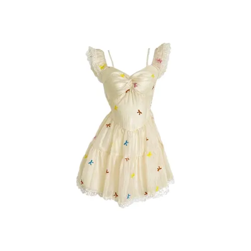 JOSR Короткий рукав Платье Женское Белое