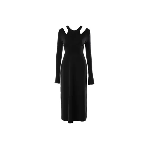 DPLAY Длинное платье с длинным рукавом женское классическое черное